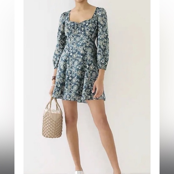 J. Crew Vintage Vines Green Sweetheart Floral Mini Dress - 8 - Picture 3 of 4